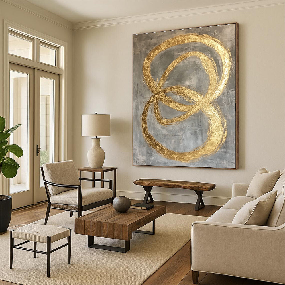 Gold - Ringed Gray Abstract for Boutique Jewelry Store & Modern Living Room STSC1295