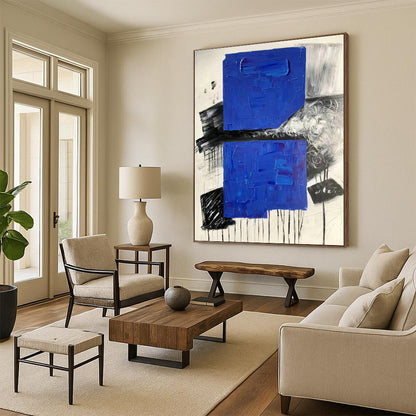Blue - Black Block Abstract Art for Living Room & Office DLZ0510