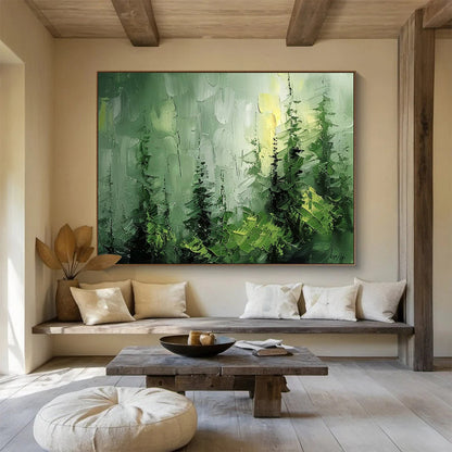 Green Forest Palette Knife Art for Nature - Lover’s Cabin Bathroom Retreats DLZ3214