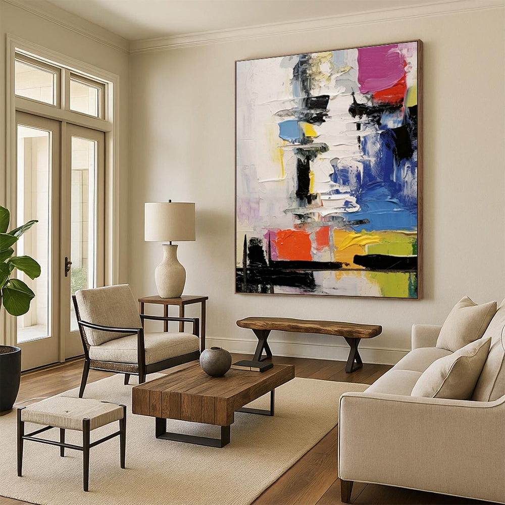 Colorful Layered Abstract Art for Artistic Community Center & Energetic Dance Studio DLZ1565