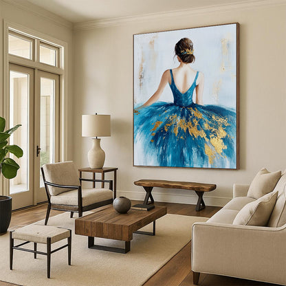 Ballerina in Blue and Gold for Dance Studio Waiting Area & Elegant Home Bedroom STSC155