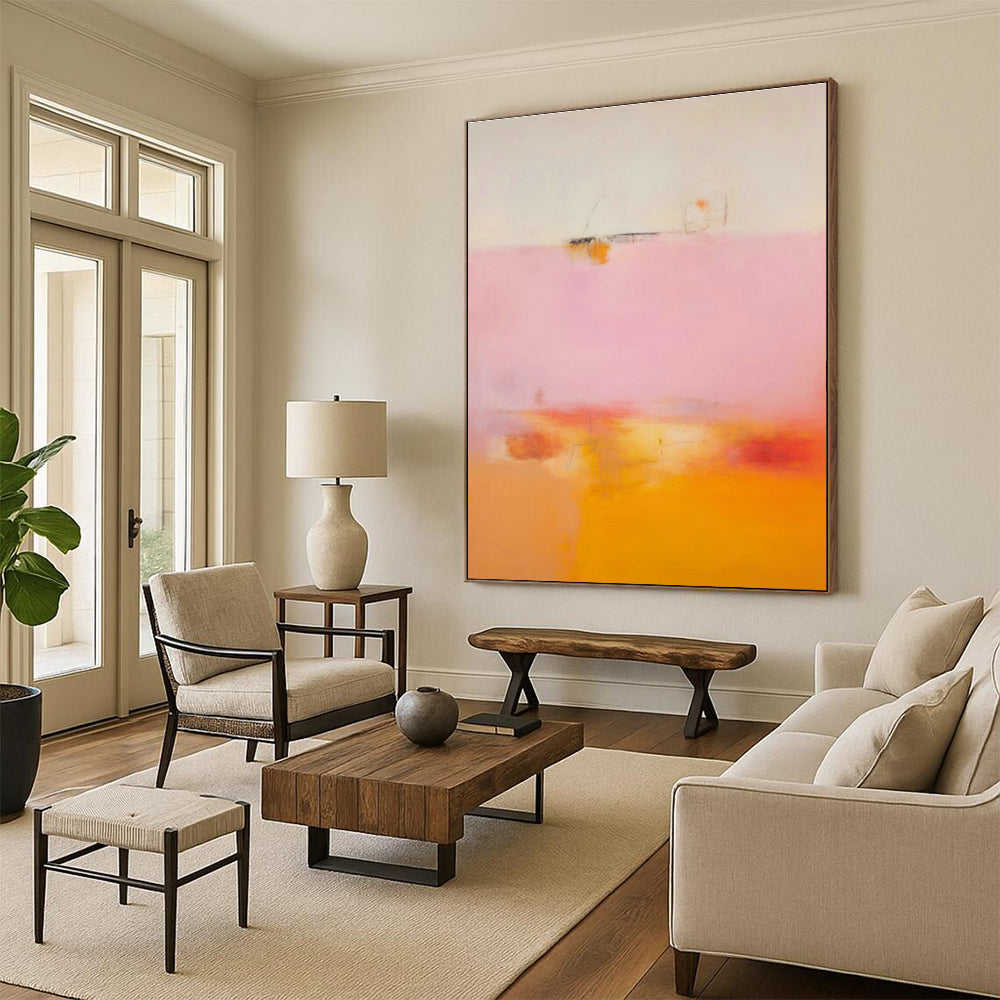 Pink - Orange Abstract Art for Romantic Restaurant & Feminine Boutique DLZ2084