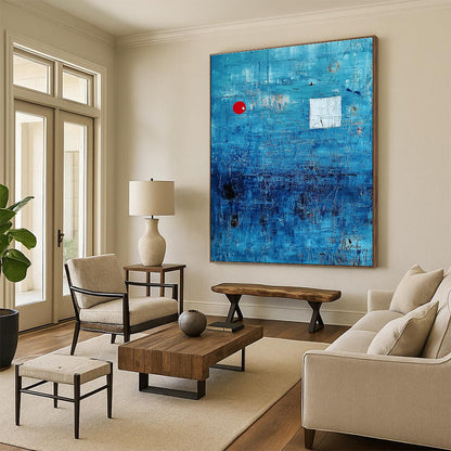 Minimalist Blue Abstract Art for Office & Study STSC041