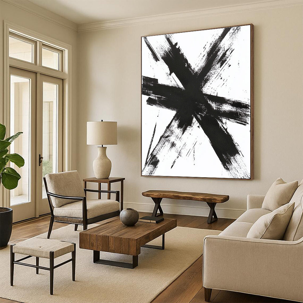 Bold Black Cross Strokes for Industrial - Style Loft & Modern Art Gallery STSC1243