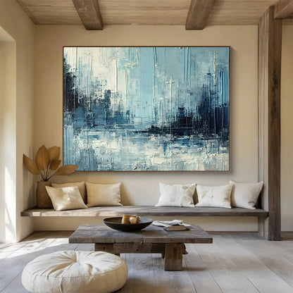 Blue - Grey Urban Abstract Art for Industrial - Style Loft DLZ2751
