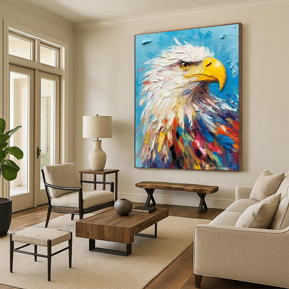 Colorful Eagle Head Oil Painting for Patriotic Memorial & Wildlife Conservation Center DLZ1067