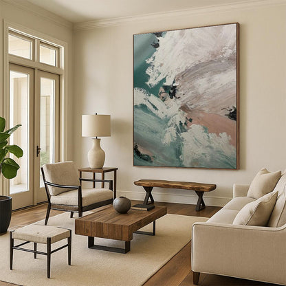 Abstract Coastal Waves Art for Surf Shop Lounge & Coastal Airbnb DLZ0876