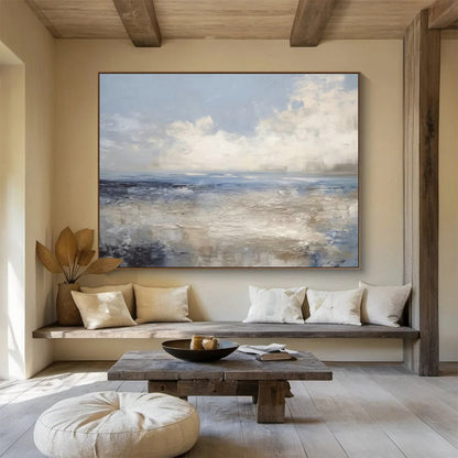 Blue - Grey Seaside Abstract Art for Relaxing Reading Nook DLZ2721