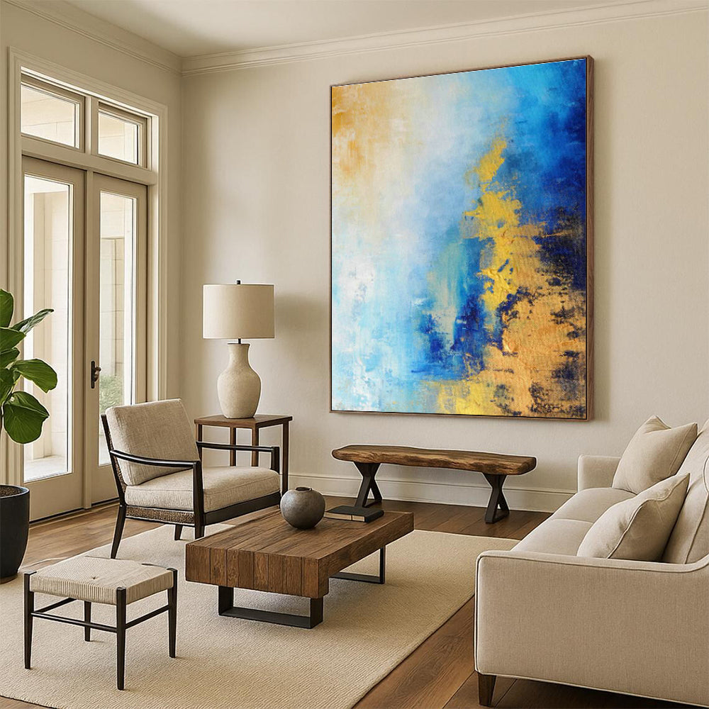 Blue - Yellow Abstract Art for Modern Home Office Creative Corners DLZ0017