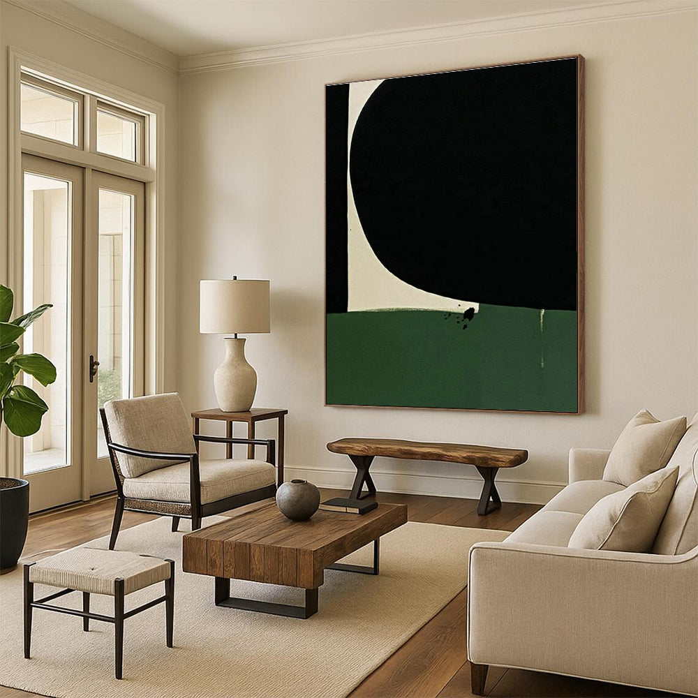 Black - Green Geometric Art for Modern Art Museum & Sophisticated Office Reception DLZ1496