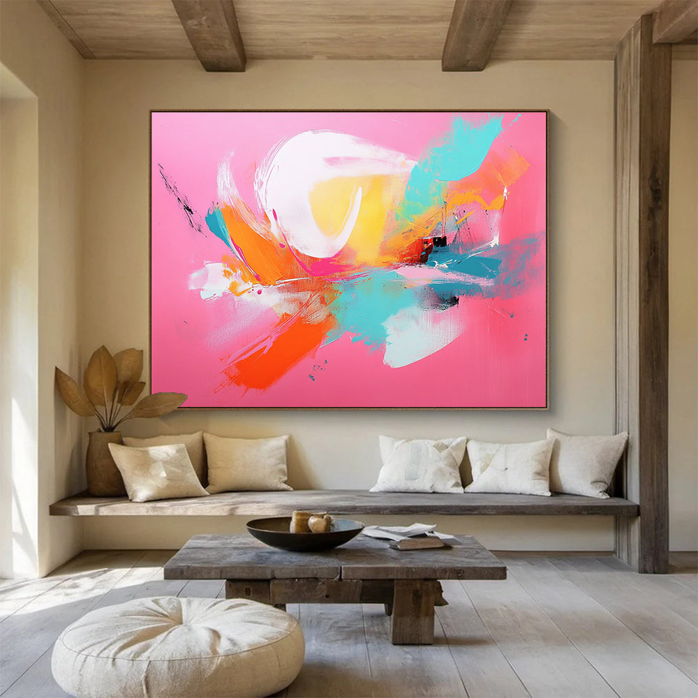 Pink - Colored Abstract Burst Art for Fashion Boutique & Modern Dining Room SC224