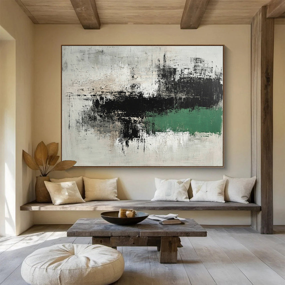 Gray - Black - Green Abstract Art for Industrial - Style Office & Modern Art Gallery SC220