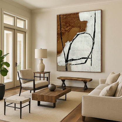 Brown - White Abstract Art for Minimalist Living Room & Creative Studio DLZ2031