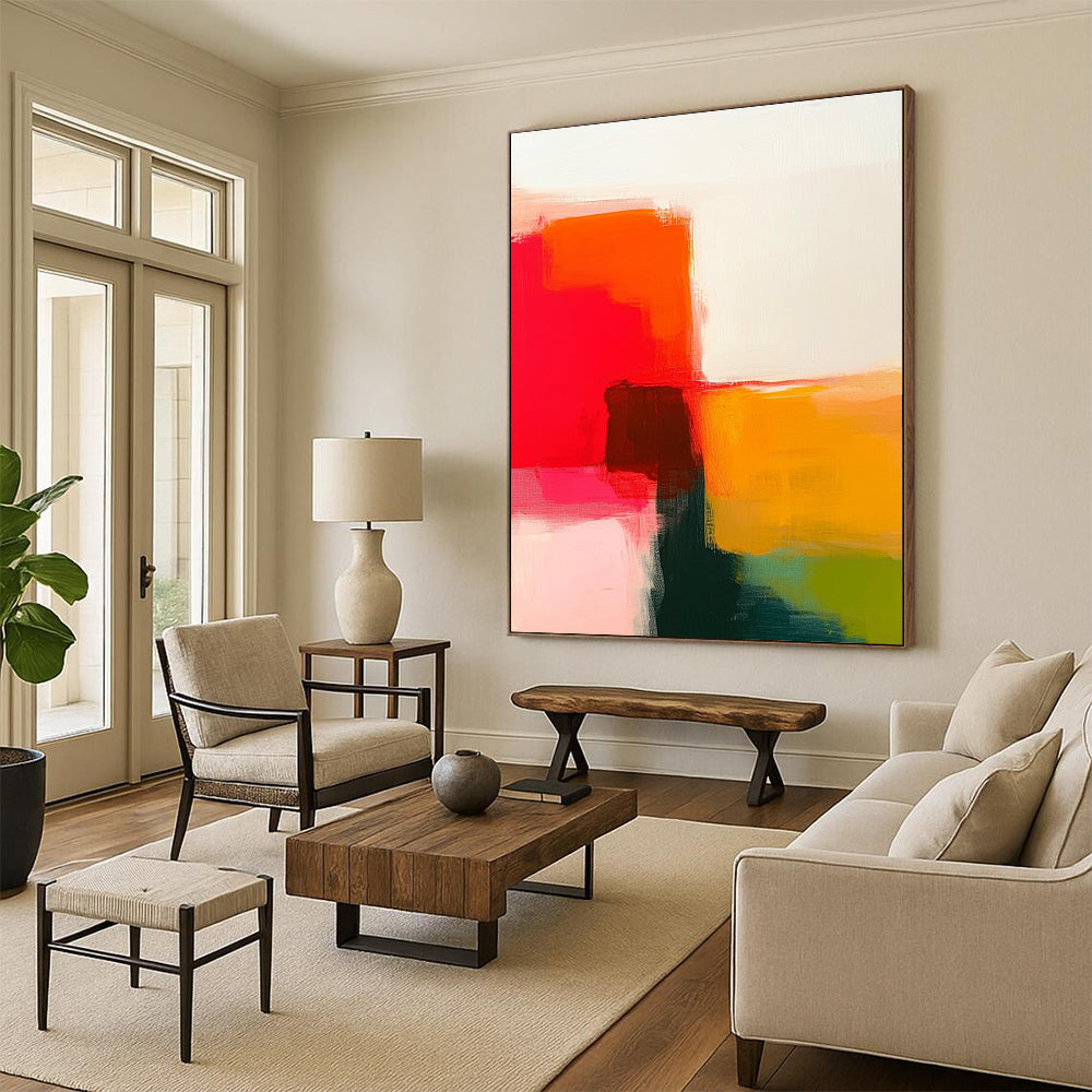 Bold Color Block Abstract for Vibrant Living Room & Creative Retail Space STSC629