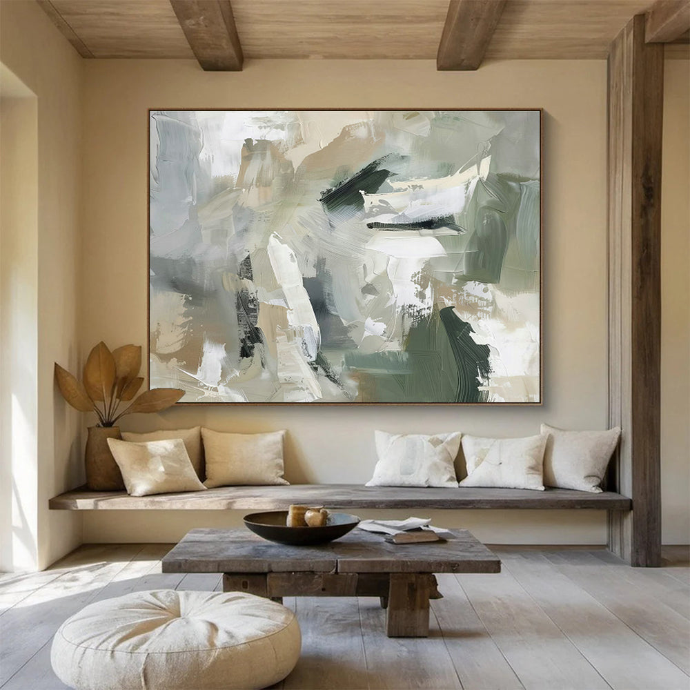 Green - Gray Abstract Art for Nature - Inspired Office Lounges DLZ2624