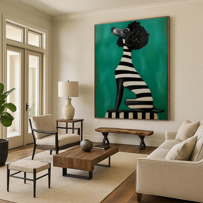 Striped Poodle Art for Playful Kids’ Room & Eclectic Pet Shop DLZ0705