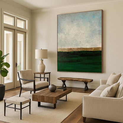 Gold - Striped Seaside Abstract Art for Coastal Home & Beachfront Café DLZ1213