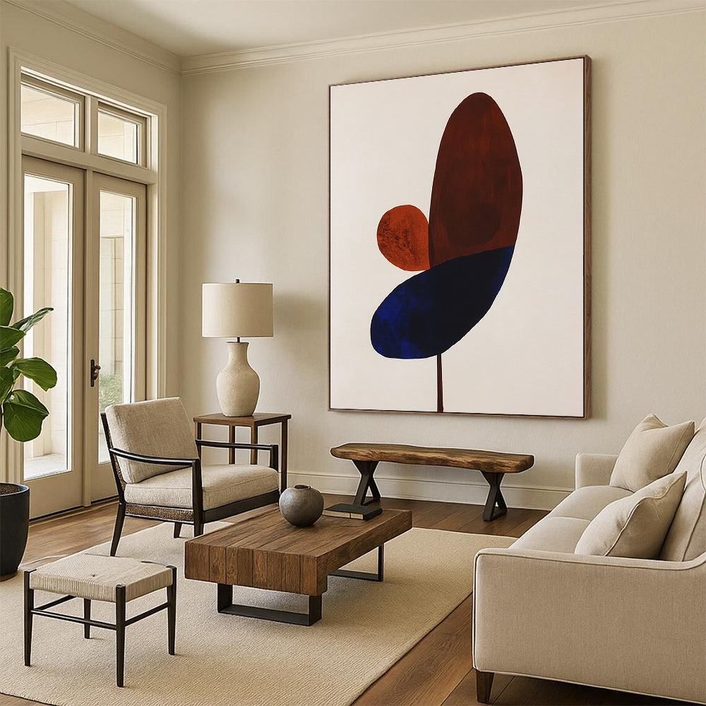 Abstract Brown and Blue Shapes Art for Contemporary Home Dining Room & Art Appreciation Society STSC1059