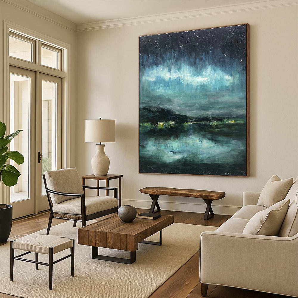 Aurora Night Scene Abstract Art for Ski Resort Lodge & Astronomy Enthusiast’s Home DLZ0633