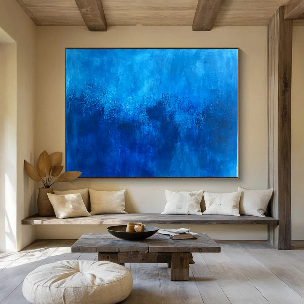 Deep Blue Abstract Landscape Art for Nature Reserve Visitor Center & Spiritual Retreat SC036