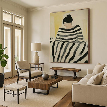 Back View of Striped - Top Figure Art for Coastal Cottage & Nautical - Themed Office DLZ0693