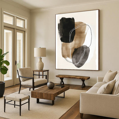 Abstract Ink Shapes Bohemian - Style Art for Eclectic Home Living Room & Creative Home Office STSC1459