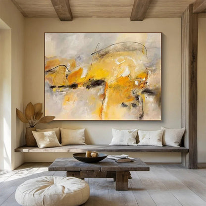 Yellow - Grey Line Abstract Art for Artistic Studio Space DLZ2815