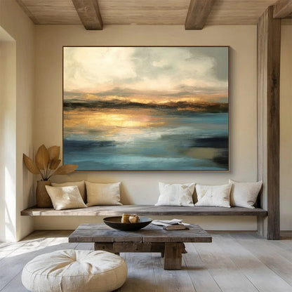 Warm - Toned Sunset Seaside Abstract Art for Cozy Bedroom DLZ2724