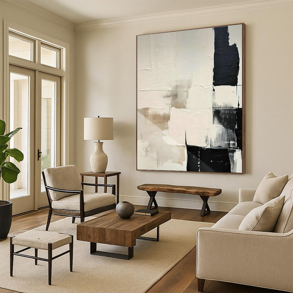 Beige - Black Geometric Art for Modern Home Entryway Statements DLZ0212