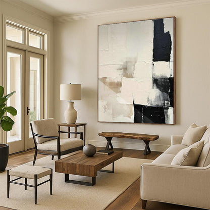 Beige - Black Geometric Art for Modern Home Entryway Statements DLZ0212