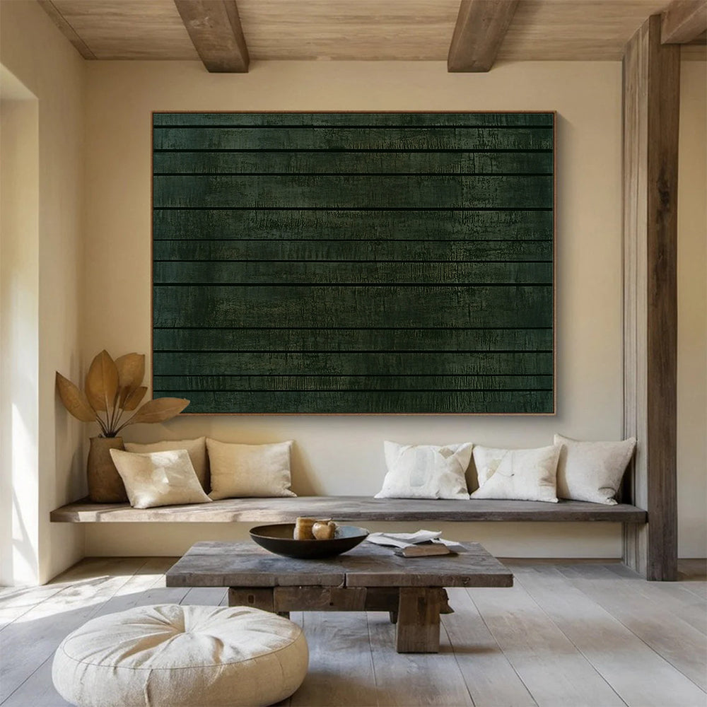 Dark Green Striped Texture Art for Rustic Restaurant & Industrial - Style Home SC458