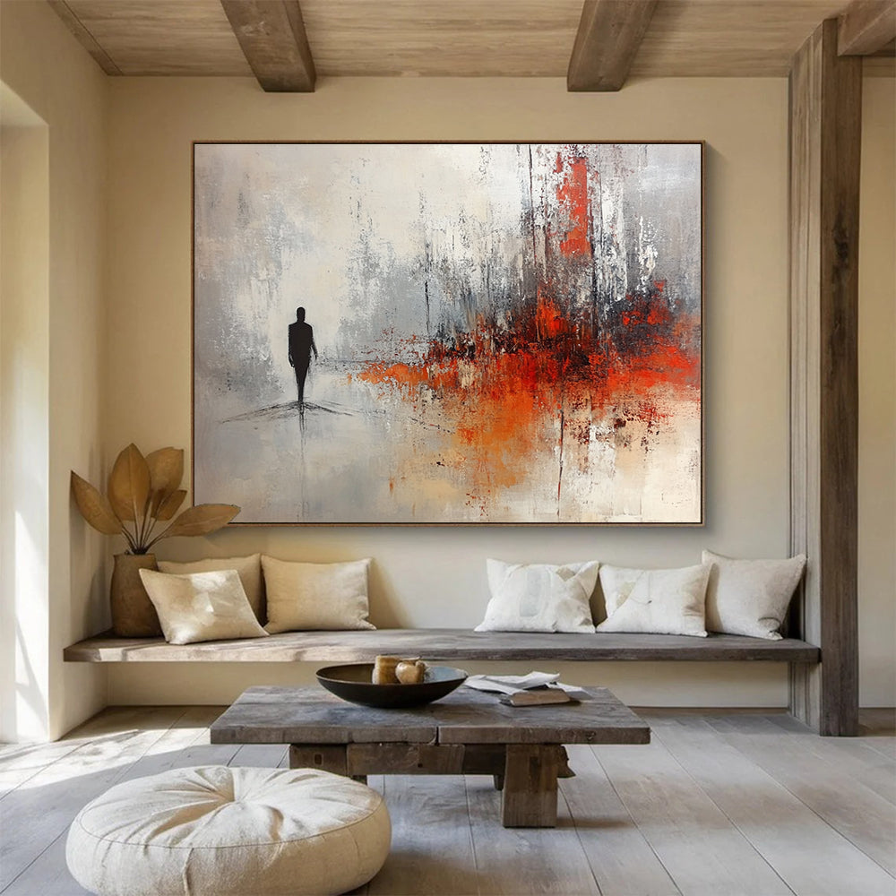 Silhouette in Abstract Landscape Art for Philosophical Library & Contemplative Space SC258