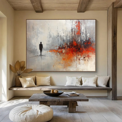 Silhouette in Abstract Landscape Art for Philosophical Library & Contemplative Space SC258