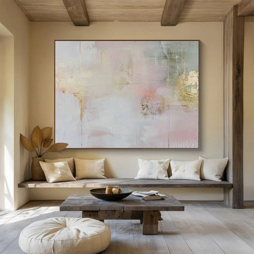 Gold - Pink Soft Abstract Art for Romantic Dressing Room DLZ2868