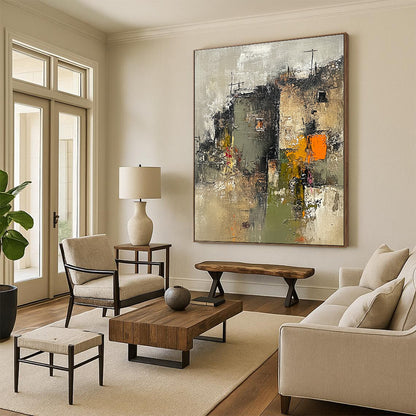 Abstract Village Scene for Rustic Home & Cultural - Inspired Restaurant STSC659