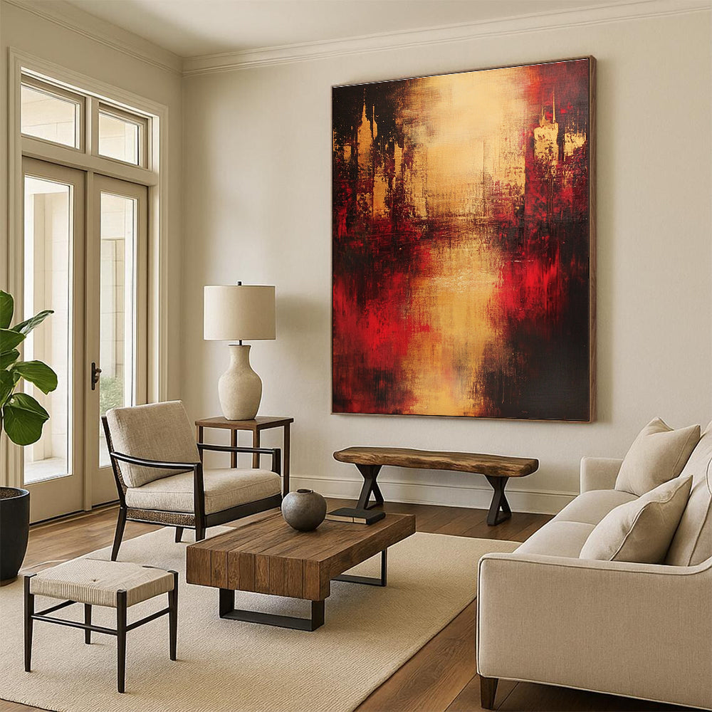 Abstract Cityscape in Warm Tones for Rustic - Modern Home & Cozy Wine Bar STSC444