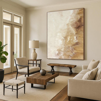 Beige - Brown Repeated Abstract Art for Bedroom & Neutral - Toned Café DLZ1237