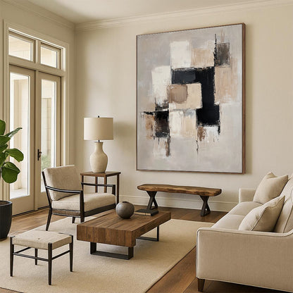 Beige - Toned Geometric Abstract for Minimalist Living Room & Modern Office STSC220