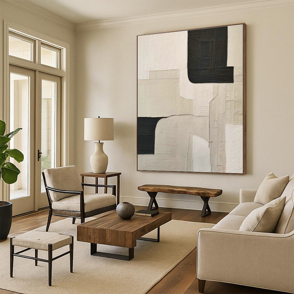 Black - White Geometric Abstract Art for Contemporary Home Entryways DLZ0241