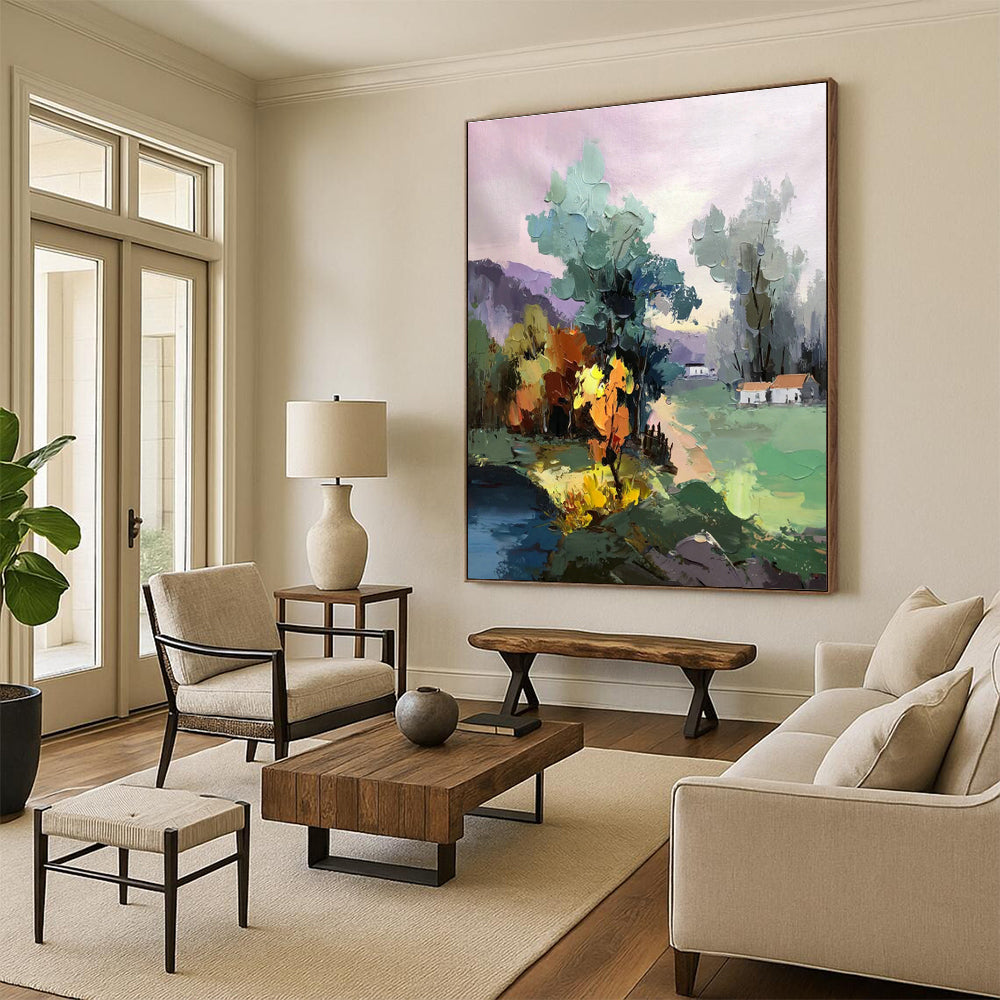 Rural Landscape Painting for Farmhouse Kitchen & Eco - Friendly B&B DLZ1296