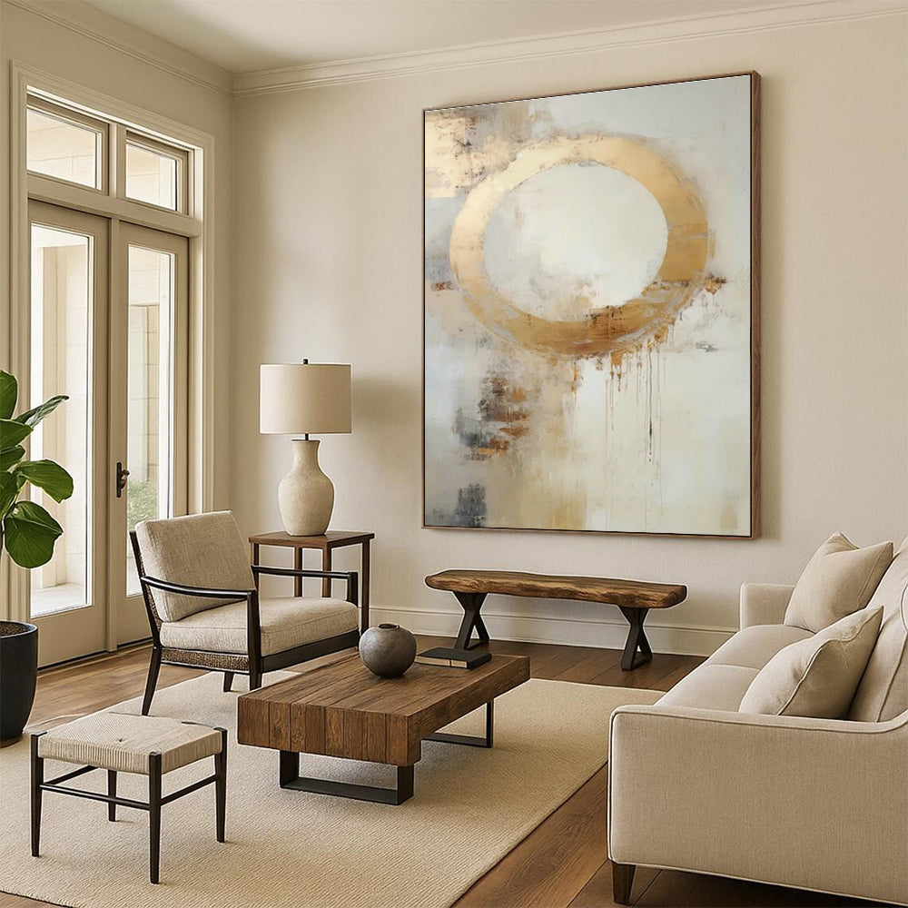 Golden Circle Abstract Art for Modern Office Reception & Luxury Hotel Spa DLZ0918