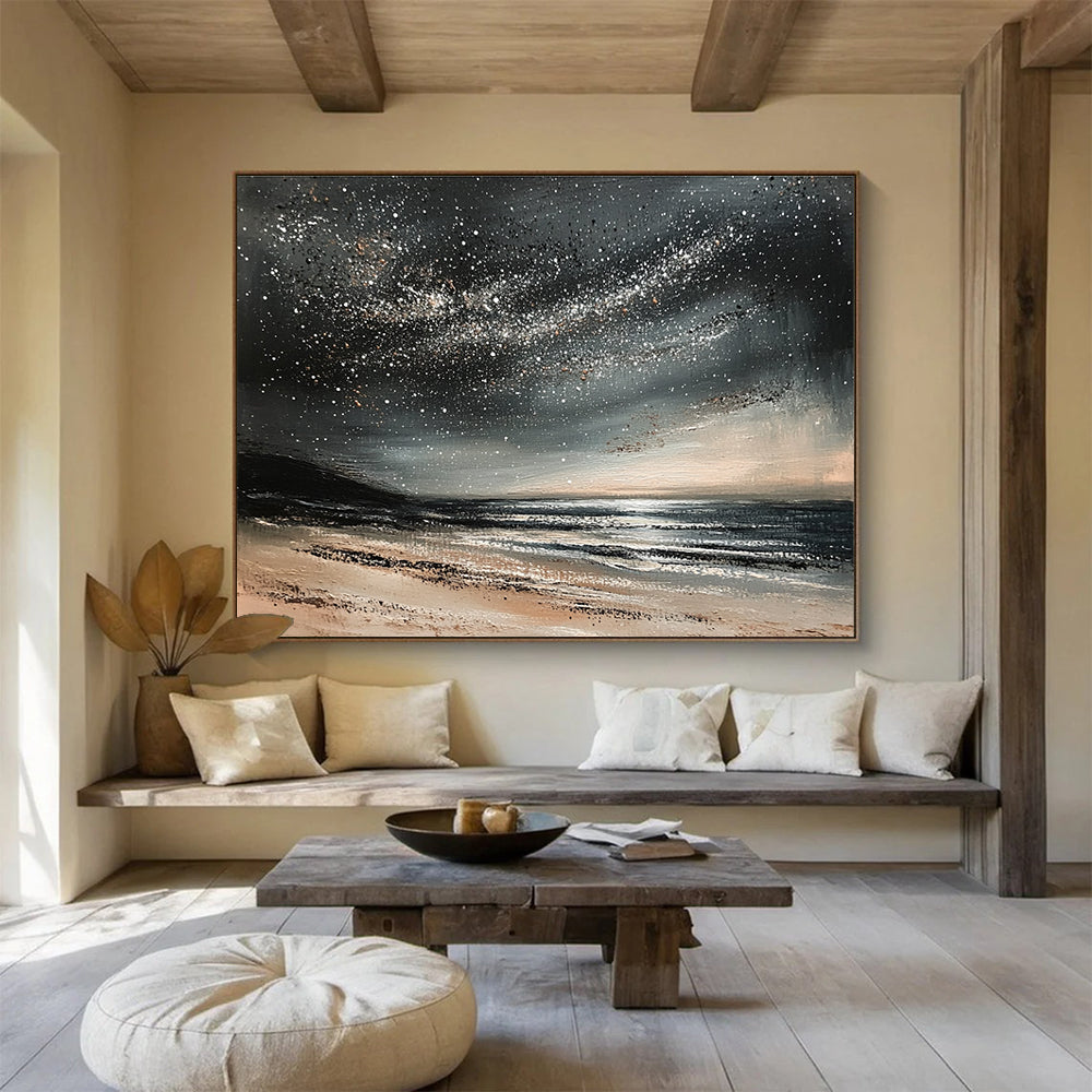 Starry Night Beach Art for astronomers - Themed Café & Beach House Bedroom SC528