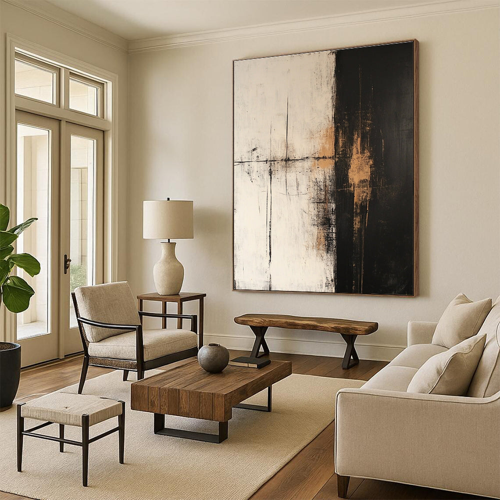 Black and White Abstract Divide for Modern Office & Minimalist Home STSC600