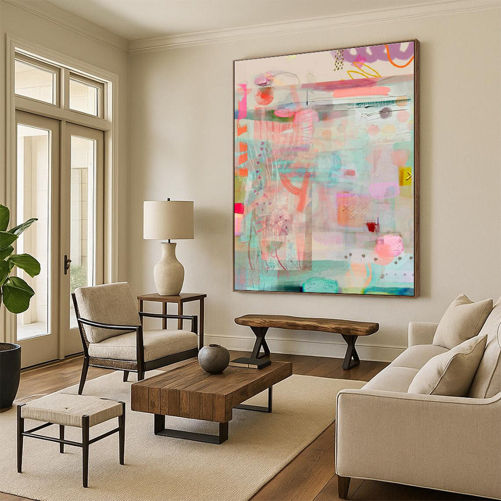 Fresh Collage Abstract Art for Beach House Bedroom Accent Walls DLZ0089