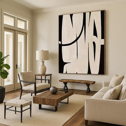 Black - White Bold Forms Art for Industrial Loft & Contemporary Gallery DLZ2023