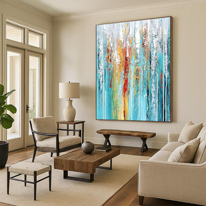 Colorful Dripping Abstract for Creative Art Studio & Eclectic Home Living Room STSC374