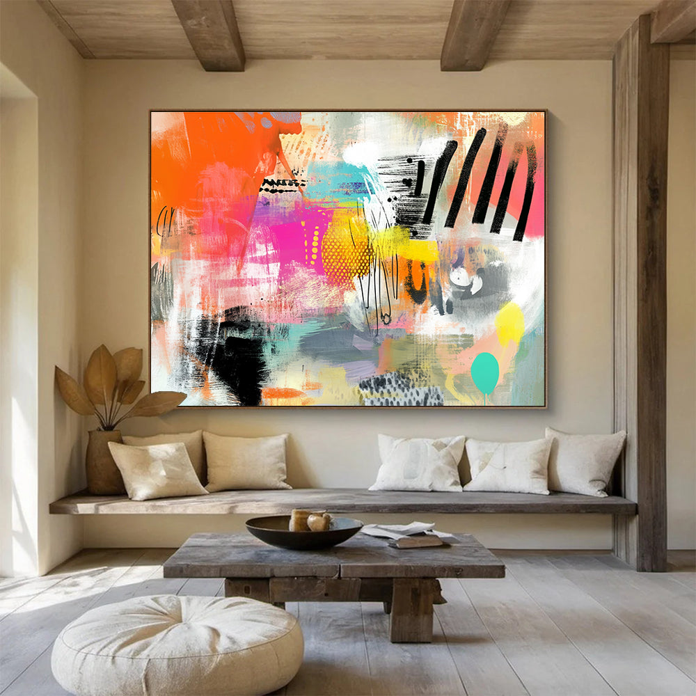 Colorful Abstract Collage Art for Creative Studio & Trendy Café SC005