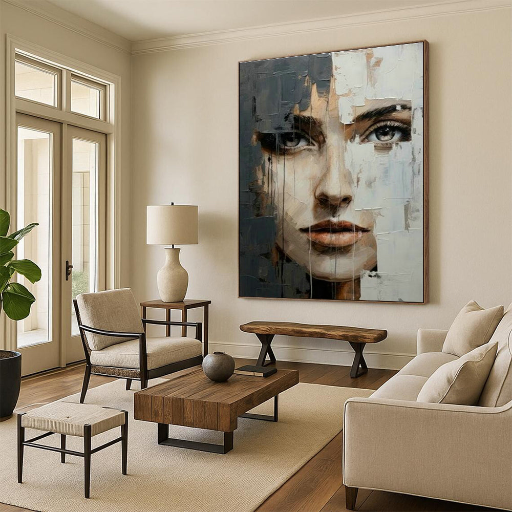 Abstract Portrait with Textured Layers for Bohemian Gallery & Art - Forward Bedroom DLZ2125