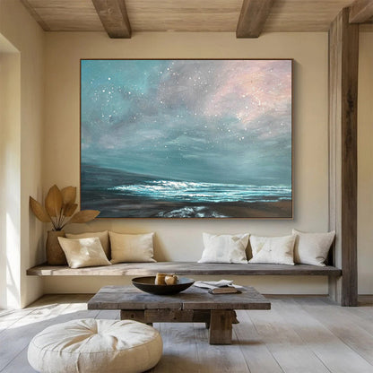 Starry Sky and Sea Oil Painting for Dreamy Reading Nooks DLZ2490