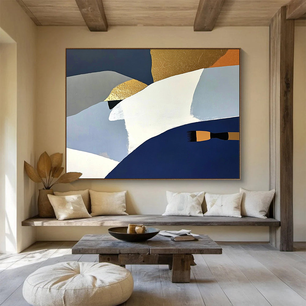 Abstract Geometric with Brush Art for Contemporary Art Studio & Modern Home Decor SC444